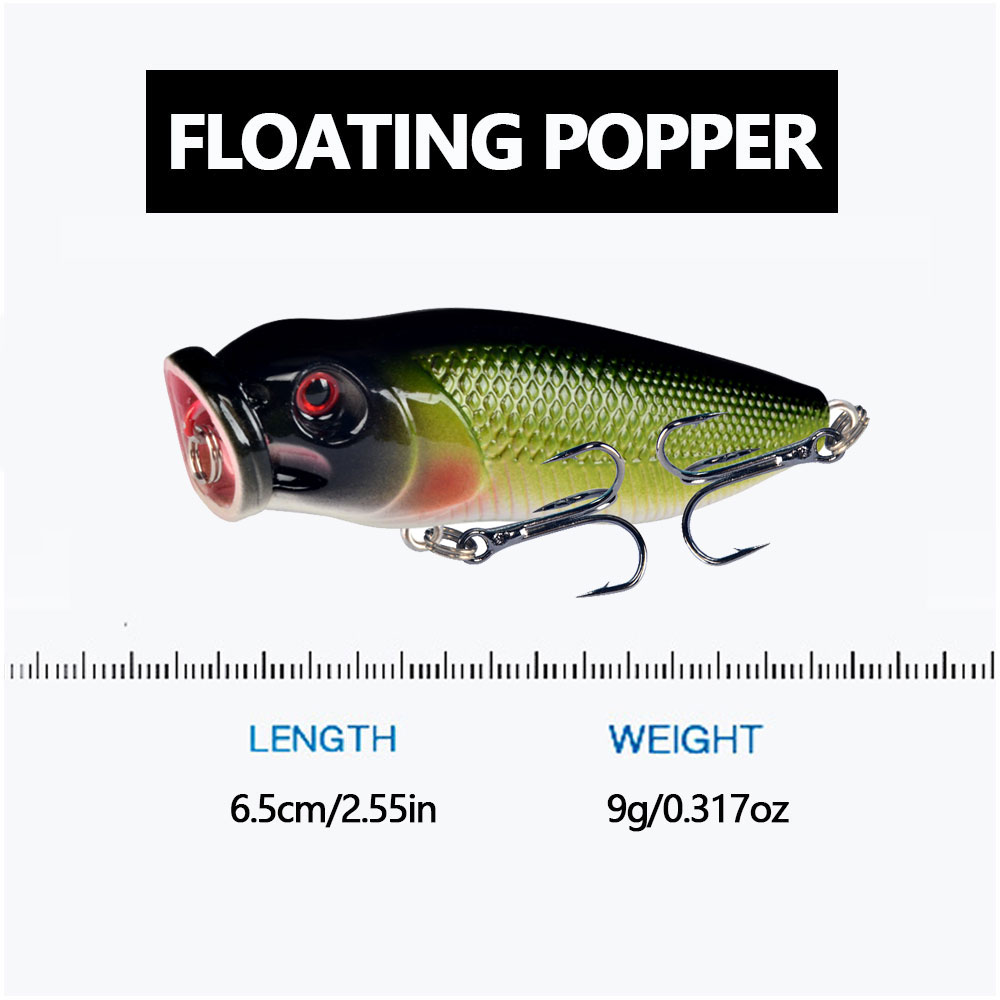 1 قطعة طعم صيد صناعي صلب من نو - مراجعة Fishing Lure Popper وسعره
